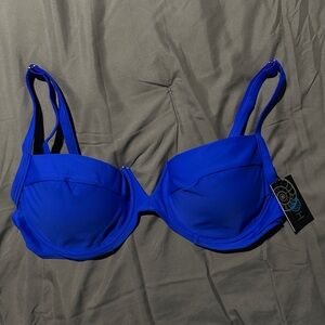 Blue Underwire Swim Top